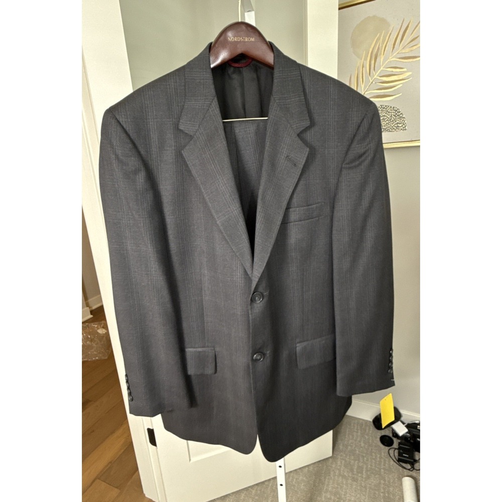 Vintage Pierre Cardin Men's 2 Piece Suit 40R 32W Charcoal Gray Pinstripe NWOT